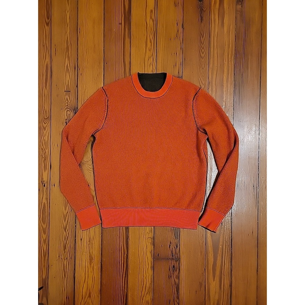 RAG & BONE Finch Reversible Wool Cashmere Blend Sweater Green Orange Mens S Warm